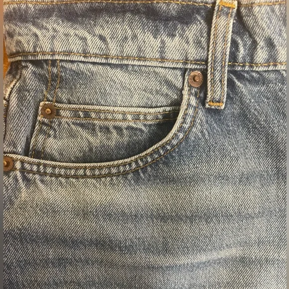 RE/DONE  70s Straight DARING INDIGO W/Rips - Picture 9 of 11